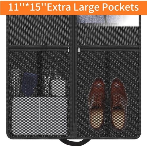 Suit Garment Clothes Travel Bag: 43 inch Lightweight Foldable Black Short - Picture 4 of 7